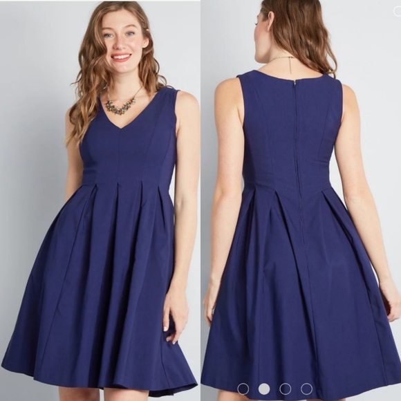 Modcloth Dresses & Skirts - Modcloth | Navy Blue Lovely Structure Fit and Flare Dress